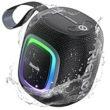 RIENOK Bluetooth Lautsprecher Klein mit Licht FM Radio Bluetooth 5.3 Musikbox...