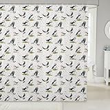 Homewish Cartoon-Badezimmervorhänge für Kinder, niedlicher Audubon-Vogel-Druck, Stoff,...