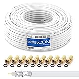 deleyCON HQ 30m SAT Koaxial Kabel 130dB - 4-fach geschirmt für DVB-S - S2 DVB-T...