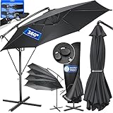 KESSER® Alu Ampelschirm Sonnenschirm + Abdeckung Ø300 cm & Kurbelvorrichtung...