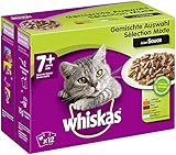 Whiskas 7+ Katzennassfutter – Gemischte Auswahl in Sauce – Hochwertiges Feuchtfutter...