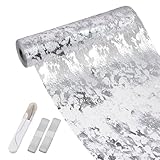 Samlonge 28cmx20m Tischläufer Silber, Glänzend Silber Tischband mit 1 Schere...