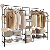 SONGMICS Kleiderständer, offener Kleiderschrank, Garderobenständer mit 9 Ablagen,...