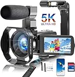 Videokamera 5K 64MP WiFi Camcorder für YouTube, 30FPS Webcam IR Nachtsicht Vlogging...