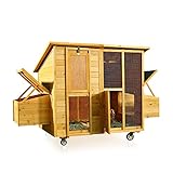 Melko Hühnerstall für 4 Hühner rollbar Hühnerhaus 214x125x108cm Entenhaus aus Holz mit...