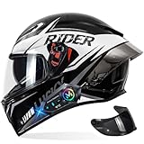 RHBDDHV Bluetooth Modularer Motorradhelm, Integralhelm mit Anti-Fog-Doppelvisier, ECE...