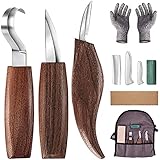 Holz-Schnitzwerkzeug Set, 7 Teiliges Holz Schnitzmesser mit Schleifsteine, Professional...