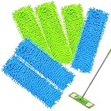 HTTYHT 6er-Pack handwaschbare Chenille-Flachmopp-Ersatztücher 42 x 12 cm...