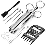 ZITFRI Pulled Pork Set inkl. Bratenspritze Pulled Pork Krallen Marinierpinsel Edelstahl...