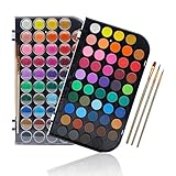 Artecho Aquarellfarben 48 Farben mit 3 Pinsel und 1 Palette, Tragbar und Einfach...