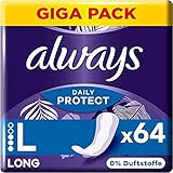 Always Dailies Protect Slipeinlagen Damen, Long (64 Binden) Gigapack, ohne Duft,...