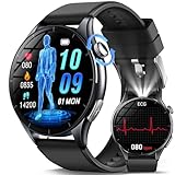 2025 Neu Smartwatch Herren mit EKG/ΒΙυtｚυcker/BMI/HRV/Harnsäure/LED-Licht, 1,56'...