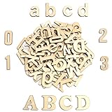 Handi Stitch Unbearbeitete Holz Buchstaben & Zahlen (124 Stück) - 52 Groß-...