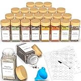 DIFULI 24 Gewürzgläser Eckig Set mit Bambus Deckel, 120ml Gewürzdosen mit 340...