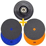 EDW Profi Diamant Schleifpad-Set Dia Dry, Starter-Set, Ø 100mm, Körnung 50 +...
