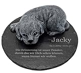Tiefes Kunsthandwerk Gedenkstein Hund mit Wunschtext als Gravur, für Dein...