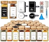 Danillous Gewürzgläser Eckig - 24er Set mit Bambusdeckel, Streueinsatz,...