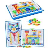 AUAUY Mosaik Steckspiel für Kinder, Kinderspiel zum Farbenlernen, Steckmosaik...
