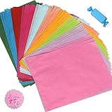 funvce Seidenpapier, 100 Blatt A4, 10 Farben, Bastelpapier zum Basteln von Pompons,...