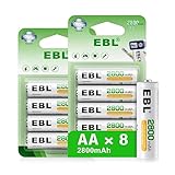 EBL Akku AA - wiederaufladbare AA Batterien 8 Stück mit hoher Kapazität 2800mAh,1,2V...