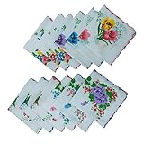 F Fityle 12 Stück mehrfarbige Damen-Baumwolltaschentücher mit quadratischer Tasche,...