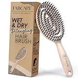 FABCARE Bio Haarbürste Wildschweinborsten Rund mit Ebook - Detangler-Bürste...