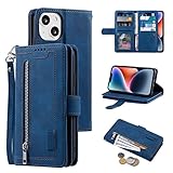 UEEBAI Hülle für iPhone 13 Mini Zoll, Vintage Reißverschluss Handyhülle PU Leder...