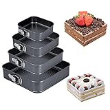 4er Set Kuchenform Springform 22/24/26/28 cm quadratisch,Backform mit Antihaftbeschichtung...