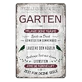 Retro Gartenregeln Schild-Blechschilder Garten mit Sprüchen,Metallschild Garten Outdoor...