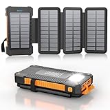 Solar Powerbank 26800 mAh mit 4 Solarpanel, Powerbank USB-C 18W Schnellladung...
