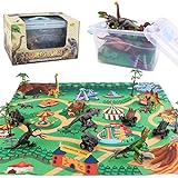 deAO Zurückziehen Dinosaurierautos Spielzeug 4er Pack Dino Spielset mit Aufbewahrungsbox,...