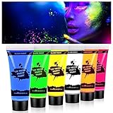 AOOWU UV Bodypainting, 6 Farben Kinderschminke Schminkfarben Schwarzlicht Set,...