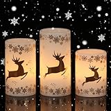 Eldnacele Flackernde flammenlose Weihnachtskerzen mit 6-Stunden-Timer, goldener...