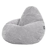 Icon Dalton Sitzsack Kinder, Grau, Flauschiger Cord Stoff, Sitzsack Cord mit Füllung,...