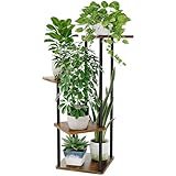 Bamworld Pflanzenständer Blumenständer Metall Schwarz Pflanzenregal Indoor...