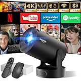 Mini Beamer Unterstützt 4K 1080P, Projektor Tragbarer mit WiFi 6 und Bluetooth 5.4,...
