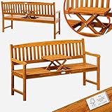 Casaria® Gartenbank Wetterfest Holz FSC®-Zertifiziert 480kg Belastbar 3-Sitzer Armlehne...