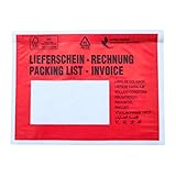 Lieferscheintaschen Selbstklebend DIN C5 Rot Lieferschein-Rechnung Dokumententaschen...
