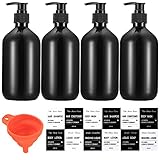 4 Stück Nachfüllbare Leere Shampooflaschen, 500 ml Seifenspender Flaschen, Kunststoff...