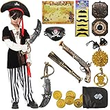 Piratenkostüm Kinder Jungen 12Pcs Luxus Piraten Zubehör Set Piraten Hut...
