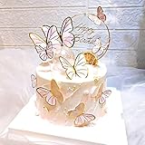 YIMXUAN 42 Stück Schmetterlinge Torten Deko, Tortendeko Schmetterling, 3D Dreidimensional...
