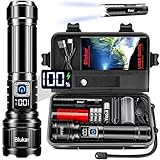 Blukar Taschenlampe LED Aufladbar, 500000 Lumen Extrem Hell Taschenlampen Zoombare...