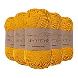 Utopia Crafts Re-Cotton Strickgarn, 5 x 100 g (Gelb Orange)