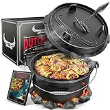 BBQ Dutch Oven [Das Original] - Dutch Oven Set [9L] – Eingebrannter Feuertopf aus...