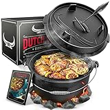 BBQ Dutch Oven [Das Original] - Dutch Oven Set [7L] – Eingebrannter Feuertopf aus...