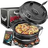 BBQ Dutch Oven - Das Original - Dutch Oven Set [9L] – Eingebrannter Feuertopf aus...