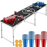 TecTake 403854 Bier Pong Tisch Set, inkl. 100 Becher (50 Rot & 50 Blau) + 6...