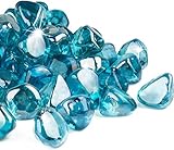 GASPRO 4,5 kg Feuerglas Diamanten 2,5 cm, reflektierendes Karibikblau Feuerstelle Glas...