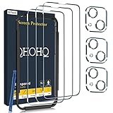 QHOHQ 3 Stück Panzer Schutz Glas für iPhone 14 Plus 6.7' mit 3 Stück Kamera...