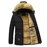 Ornrjfll Mittellanges Plus-Fleece, Dicke, Baumwollgefütterte Jacke, Winter-Parka Mit...